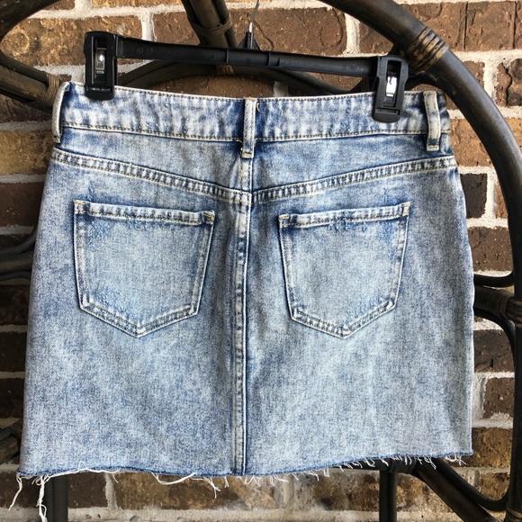 PACSUN Denim Mini Skirt Raw Hem - Picture 2 of 9